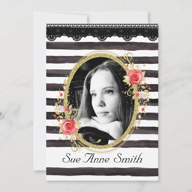 Black and White Photo Graduation Open House Invitation (Front)