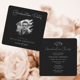 Black and White Photo   Graduation Party 2025  Invitation