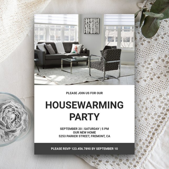 Black and White Photo Housewarming Party Invitation (Creator Uploaded)