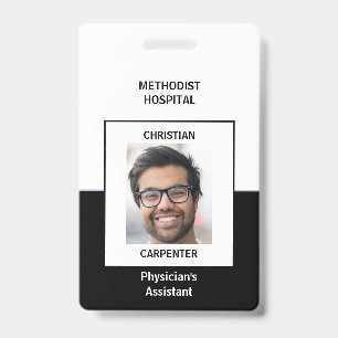 Black and White Photo ID Name Badge
