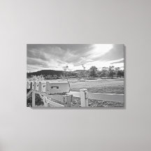 Black and White Photo Mailboxes Country Road Art