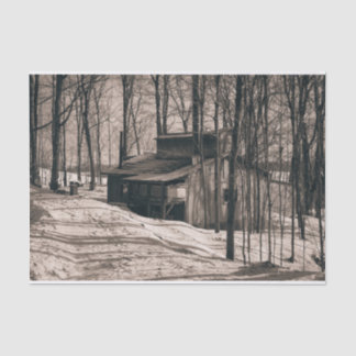 Black and White Photo Maple Cabin Tissue Paper