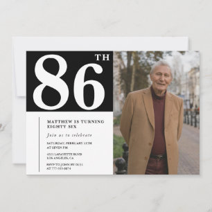 Black and White Photo Men 86th birthday Invitation