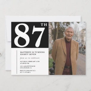 Black and White Photo Men 87th birthday Invitation