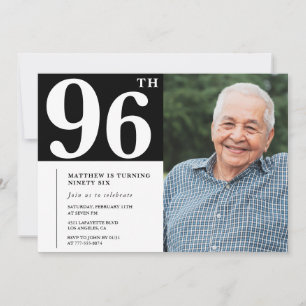Black and White Photo Men 96th birthday Invitation