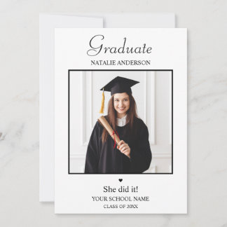 Black and White Photo Modern Graduation Invitation