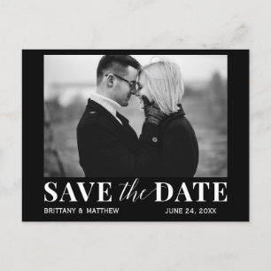 Black and White Photo Modern Trendy Save The Date Postcard