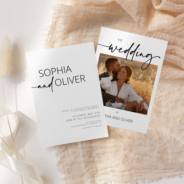 Black and White Photo Modern Wedding Invitation (Creator Uploaded)