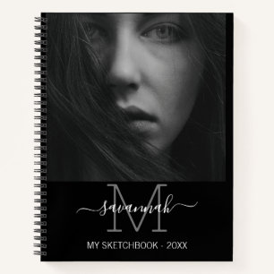  Black And White Photo Monogram Sketchbook  Notebook