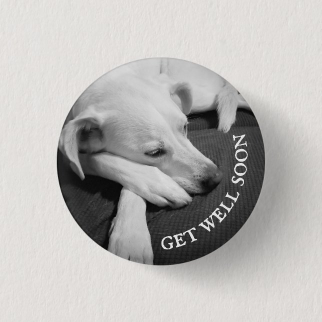 Black and White Photo of a Beautiful Dog Sleeping 1 Inch Round Button (Front)