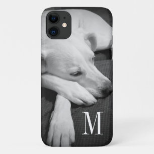 Black and White Photo of a Beautiful Dog Sleeping iPhone 11 Case