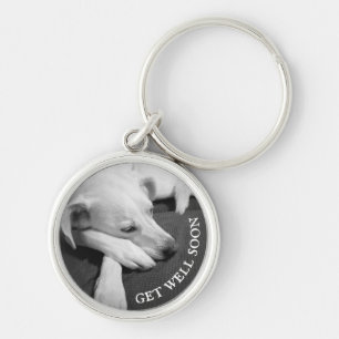 Black and White Photo of a Beautiful Dog Sleeping Keychain