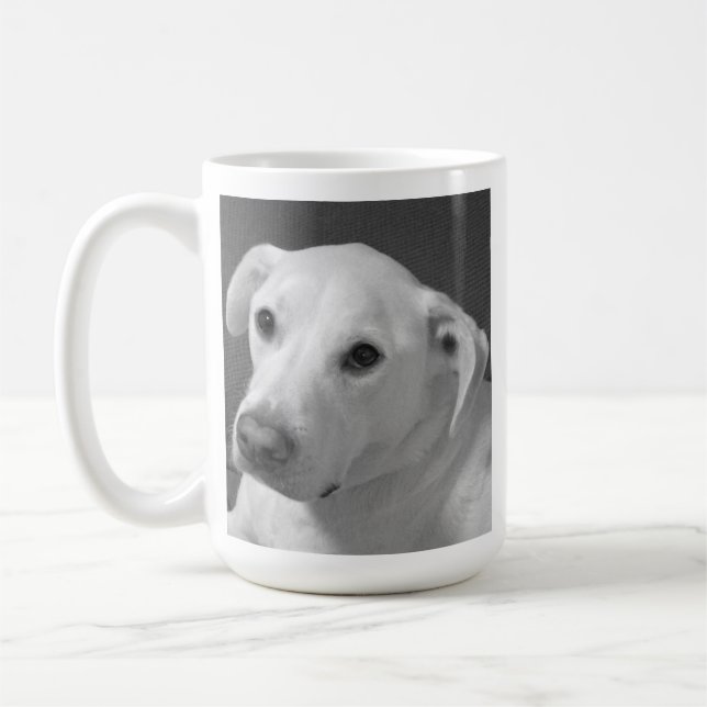 Black and White Photo of a Beautiful Soulful Dog Coffee Mug (Left)