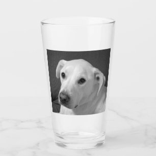 Black and White Photo of a Beautiful Soulful Dog Glass