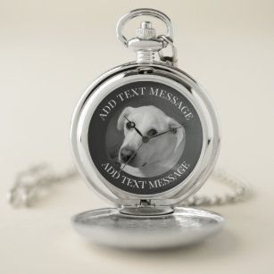 Black and White Photo of a Beautiful Soulful Dog Pocket Watch
