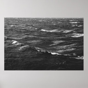 Black and white photo of a stormy sea poster