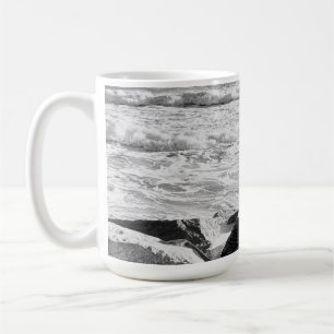 Black and White Photo of Atlantic Ocean Waves Coffee Mug