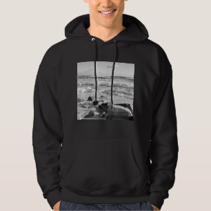 Black and White Photo of Atlantic Ocean Waves Hoodie