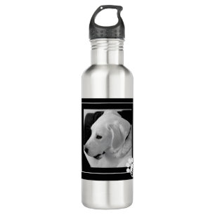 Black and White Photo of Cute Dog Mom Paw 710 Ml Water Bottle