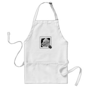 Black and White Photo of Cute Dog Mom Paw Standard Apron