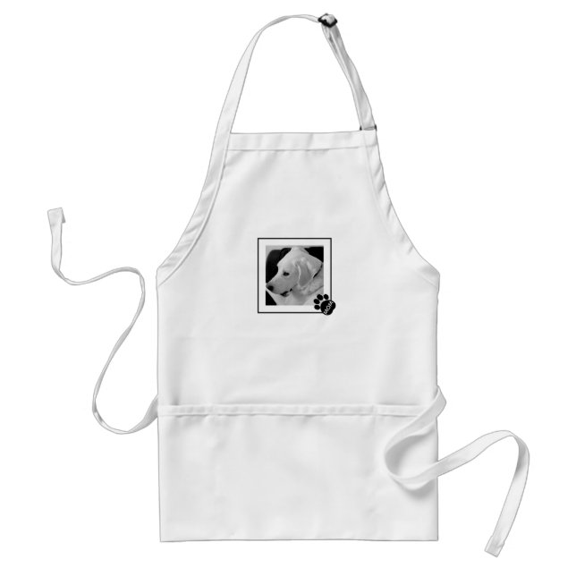 Black and White Photo of Cute Dog Mom Paw Standard Apron (Front)