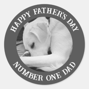 Black and White Photo of Cute Dog Resting on Paw Classic Round Sticker
