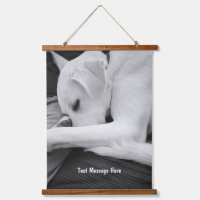 Black and White Photo of Cute Dog Resting with Dad