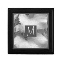 Black and White Photo of Grape Leaves Initial Grey