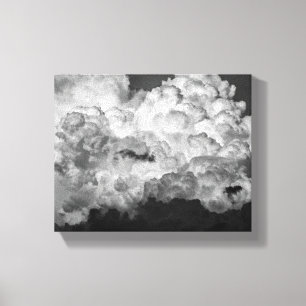 Black and white photo of large storm clouds canvas print