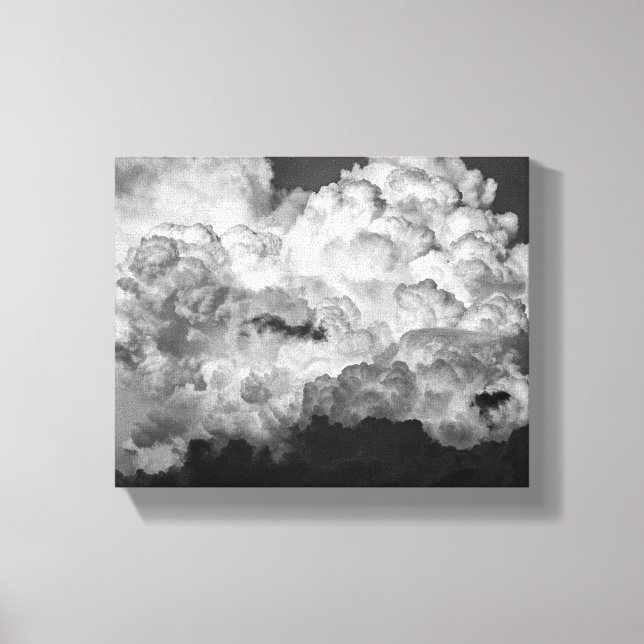 Black and white photo of large storm clouds canvas print (Front)