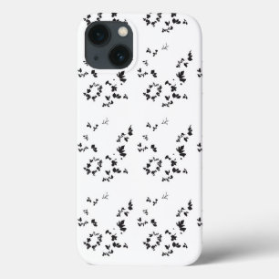 black and white photo of leaves on a white backgro iPhone 13 case