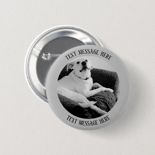 Black and White Photo of Talking Dog Text Message 2 Inch Round Button