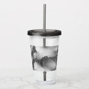 Black and White Photo of Wet and Dewy Grape Leaves Acrylic Tumbler