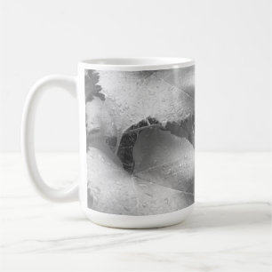 Black and White Photo of Wet and Dewy Grape Leaves Coffee Mug