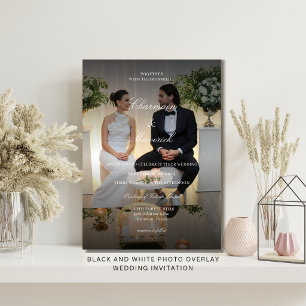 Black and White Photo Overlay Wedding Invitation