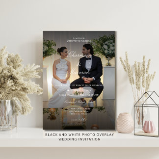 Black and White Photo Overlay Wedding Invitation