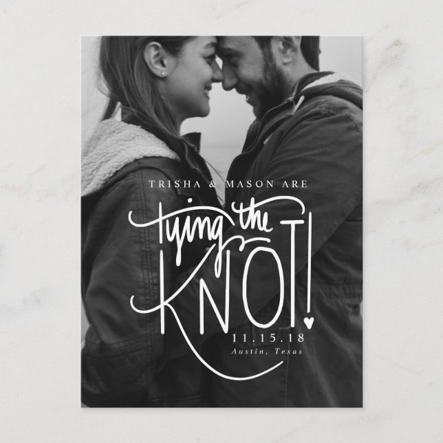 Black and White Photo Save The Date Announcement Postcard (Front)