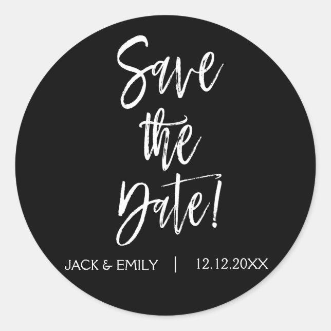 Black and White Photo Save the Date Sticker (Front)