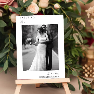 Black And White Photo Table Number Card