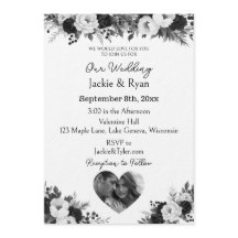 Black and White Photo Template Botanical  Wedding 