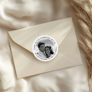 Black and White Photo Thank You Classic Round Sticker