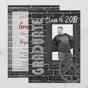 Black and White Photo Vintage Graduation Invitation