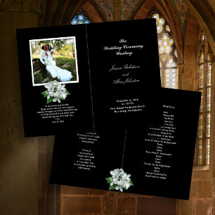 Black and White Photo Wedding Program Folded