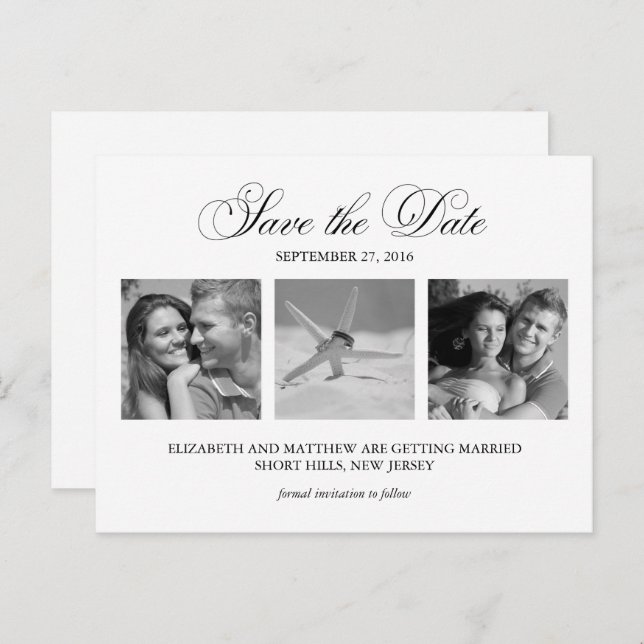 Black and White Photo Wedding Save the Date Announcement Postcard (Front/Back)
