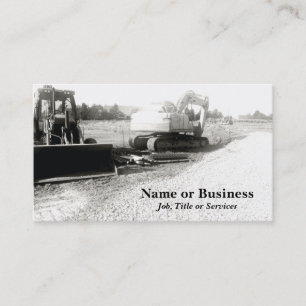 black and white photof construction equipment business card