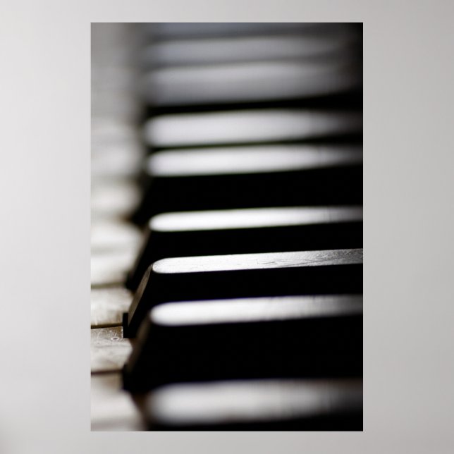 Black and white photograph of Piano keys Poster (Front)