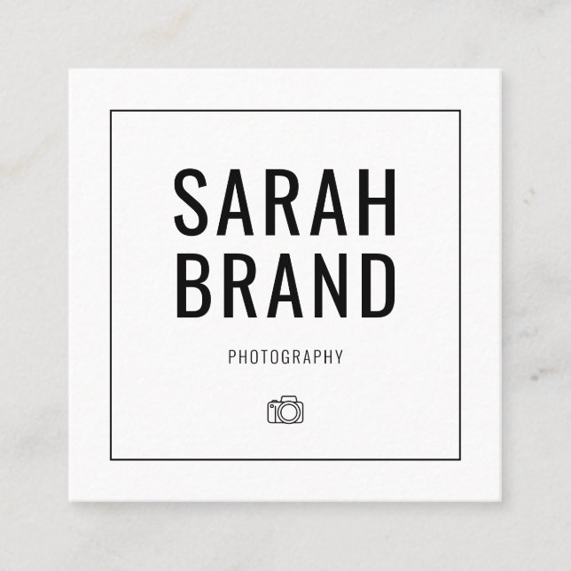 Black and White Photographer Photography Square Business Card (Front)