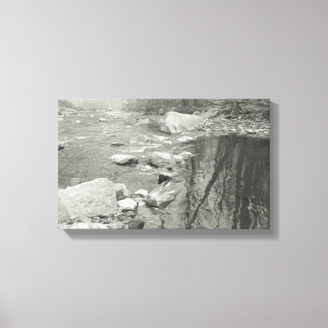 Black and White Photography Calm River on Canvas (Front)