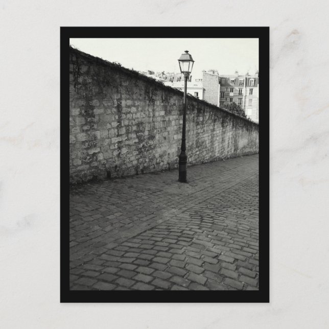 Black and White Photography of Paris Lamp Post Postcard (Front)