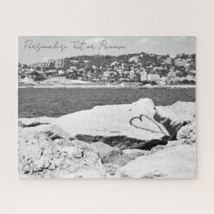 Black and White Photography with Seaside Landscape Jigsaw Puzzle